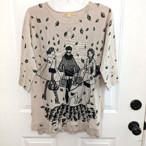 Mesh + Lace beige blouse Ladies walking dogs Size Medium